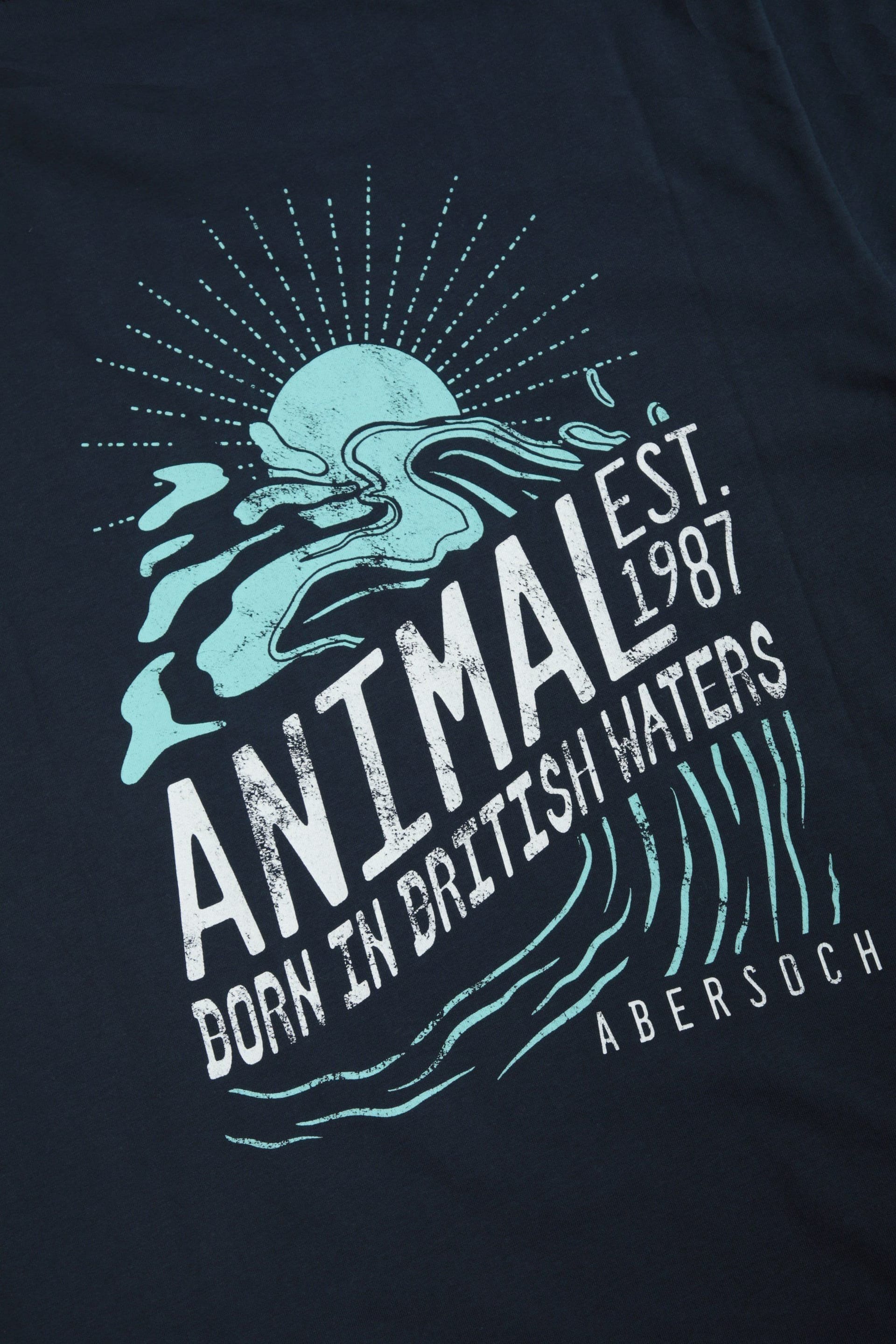 Animal Animal Men's 'Jacob' Abersoch Print Lightweight Short Sleeve Relaxed Fit T-Shirt in Navy - 4