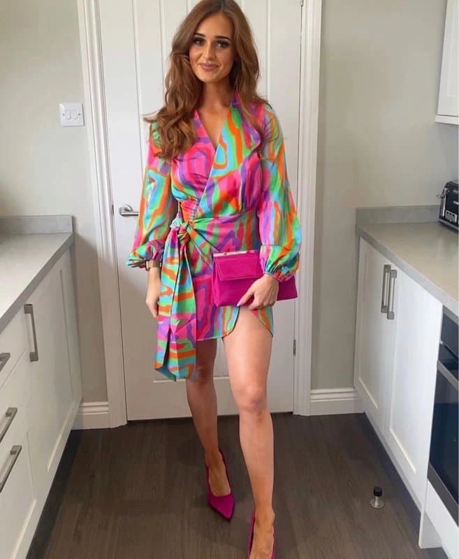 Never Fully Dressed Multicoloured satin wrap dress