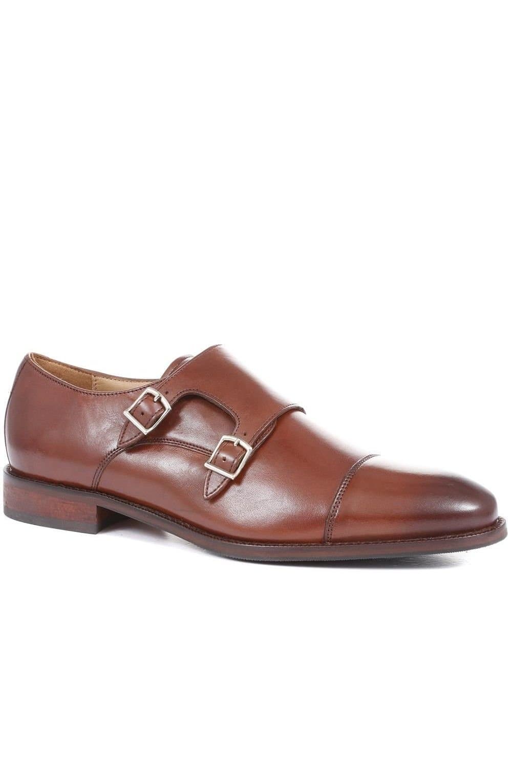 Jones Bootmaker Jones Bootmaker Men's Nathaniel Leather Double Monk Shoes in Light Brown