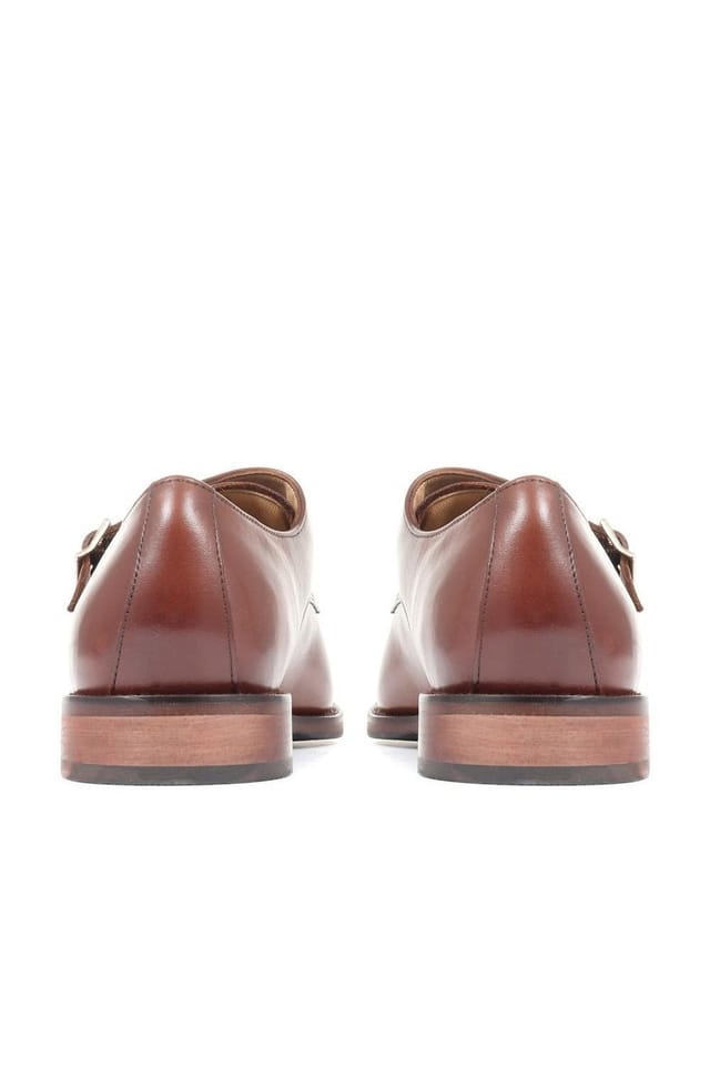 Jones Bootmaker Jones Bootmaker Men's Nathaniel Leather Double Monk Shoes in Light Brown - 3