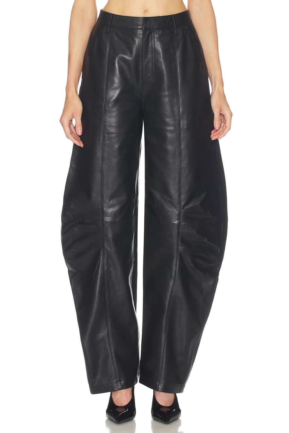 revolve Revolve Black Leather Cargo Pants