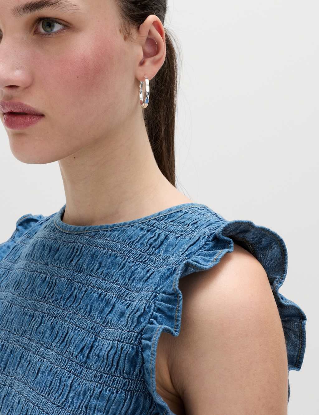 Marks & Spencer M&S Denim Shirred Tank Top Blue Denim - 2