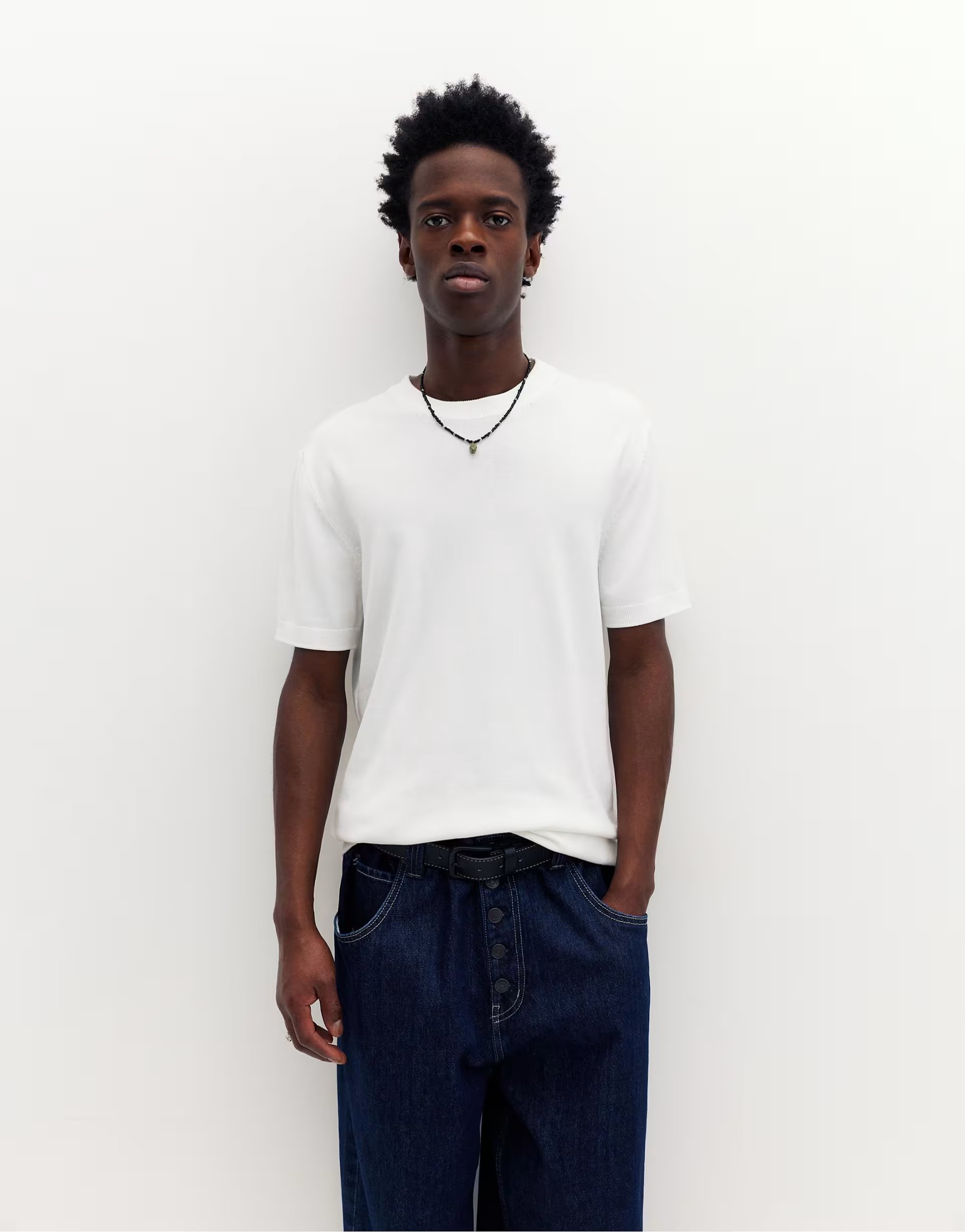 ASOS Pull&Bear Short sleeve jumper in off white - 1