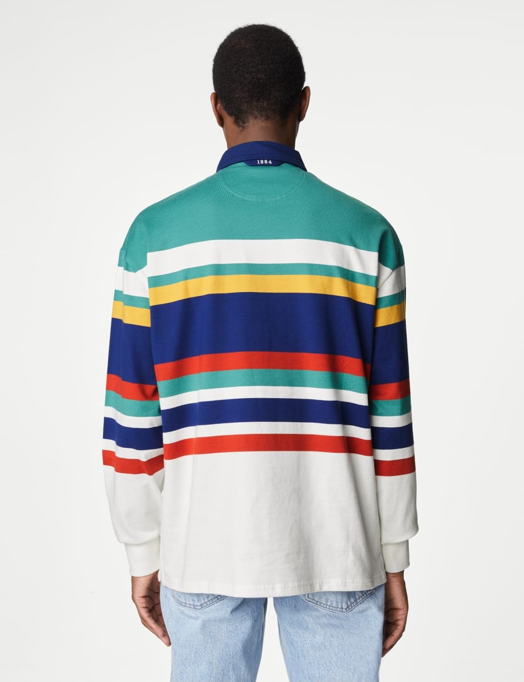 Marks & Spencer M&S Pure Cotton Colour Block Rugby Shirt Green Mix - 4