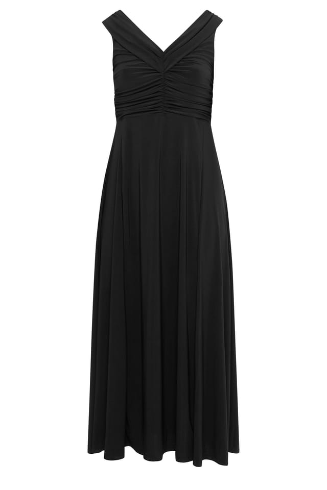 Yours Yours Women's Gathered Front Maxi Dress in Black - 2