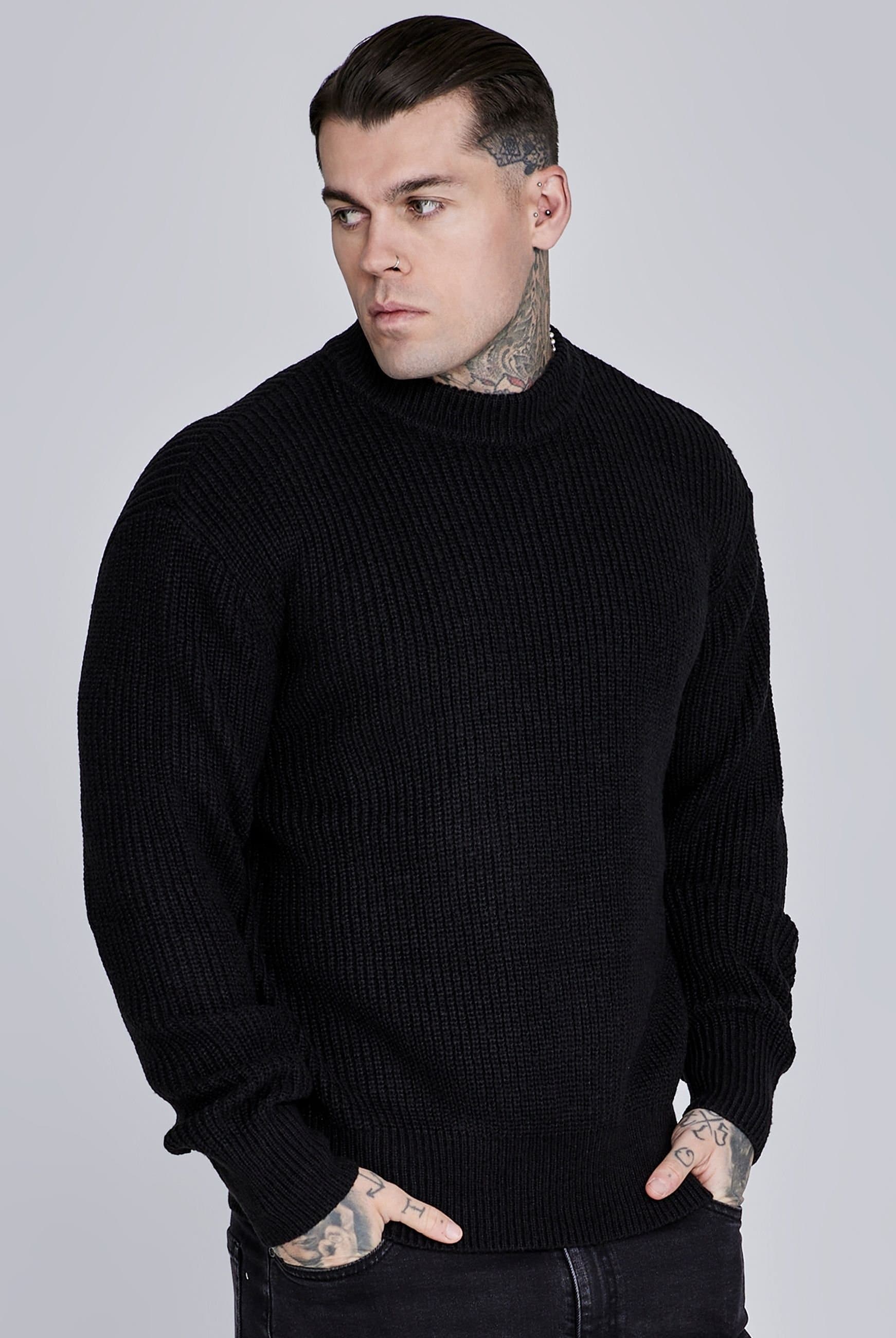 SikSilk SikSilk Men's Knitted Sweater in Black