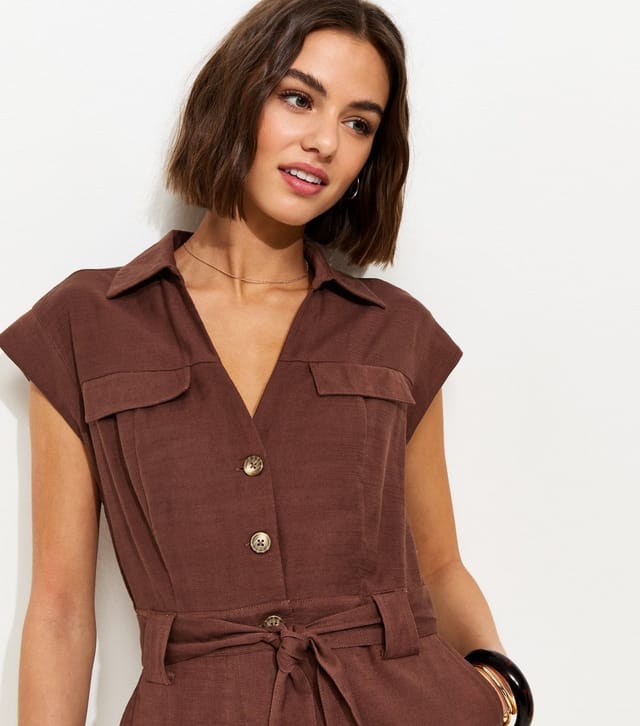 New Look Women's Dark Brown Utility Short Sleeve Playsuit New Look - 3