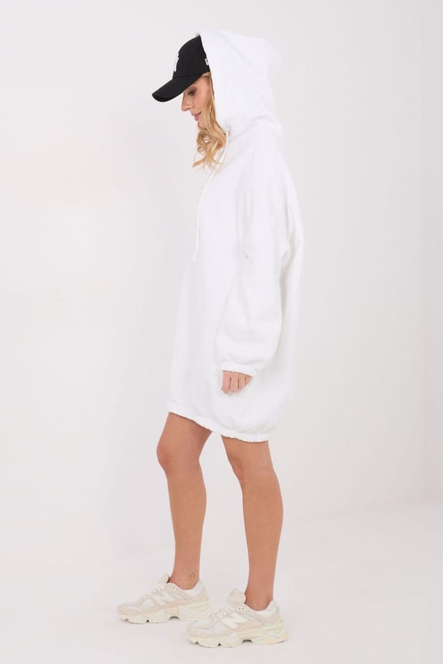 Love Lace Love Lace Women's Oversized Cotton Sweatshirt Hood Dress in White - 3