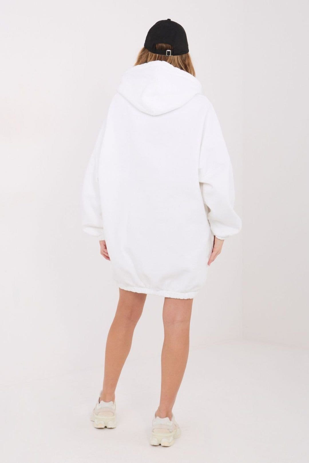 Love Lace Love Lace Women's Oversized Cotton Sweatshirt Hood Dress in White - 4