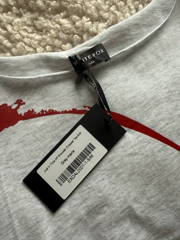White Fox Grey Marle Cropped T-Shirt