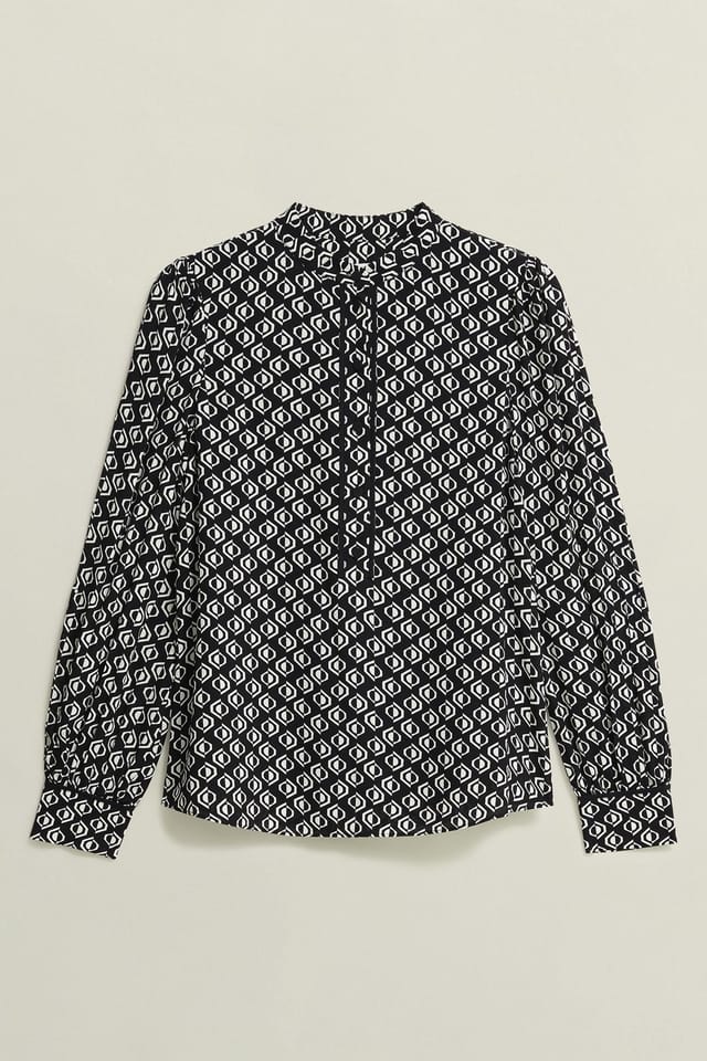Hobbs London Hobbs London Women's Alba Geometric Print Blouse in Black - 2