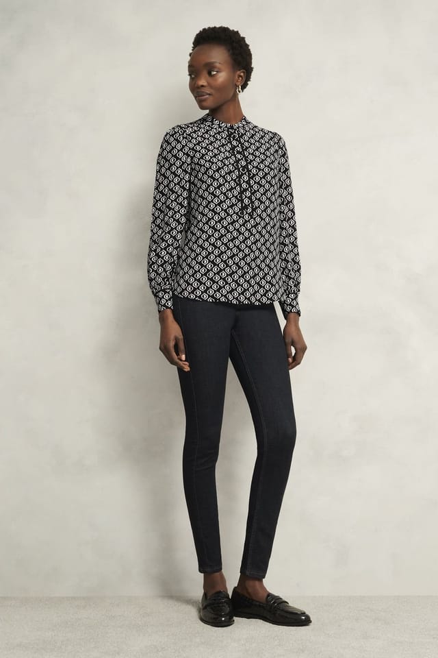 Hobbs London Hobbs London Women's Alba Geometric Print Blouse in Black - 3