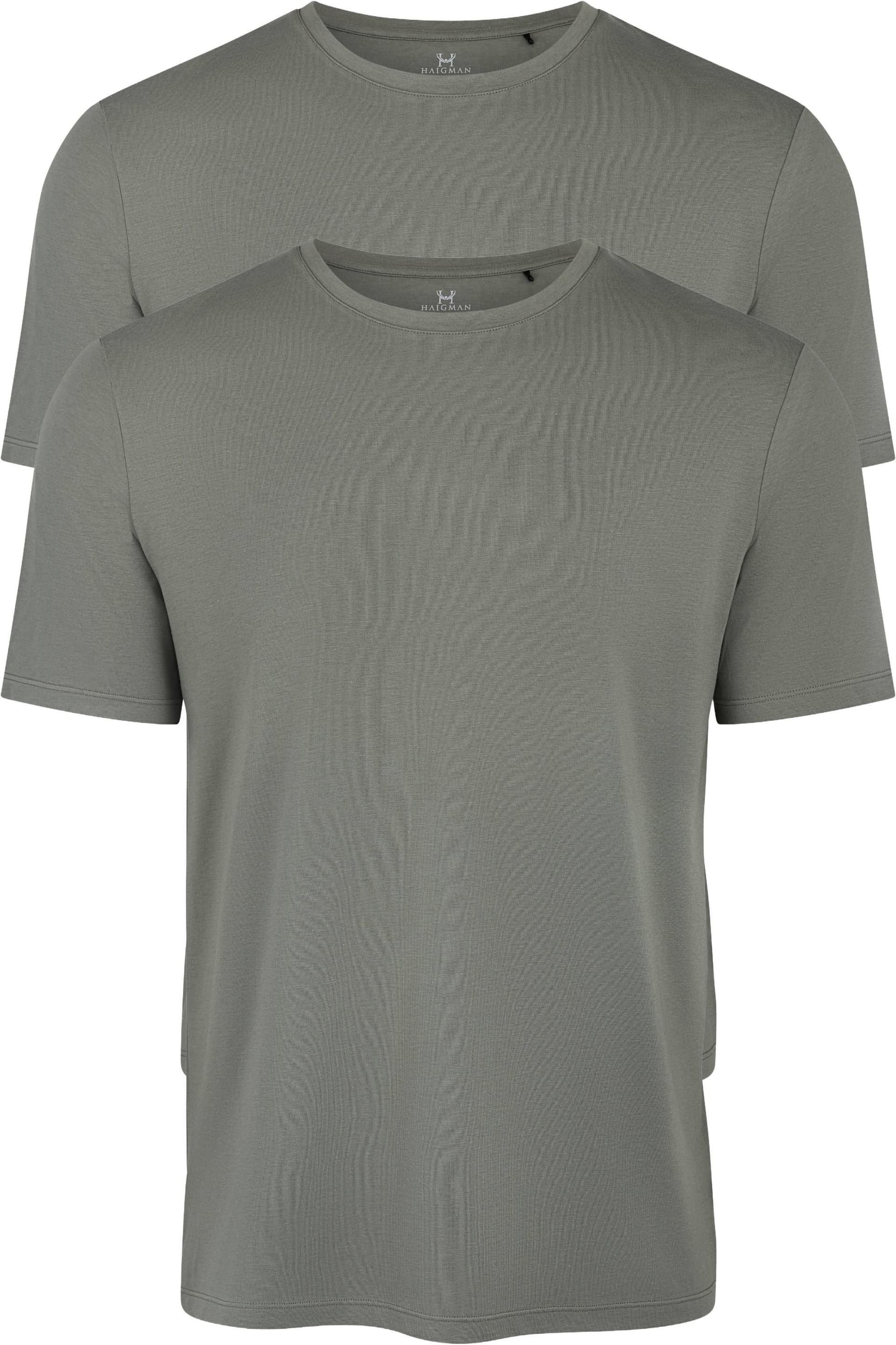 Haigman Haigman Men's Men's 2 Pack Bamboo Cotton Soft Stretch Short Sleeve T-Shirts in Green