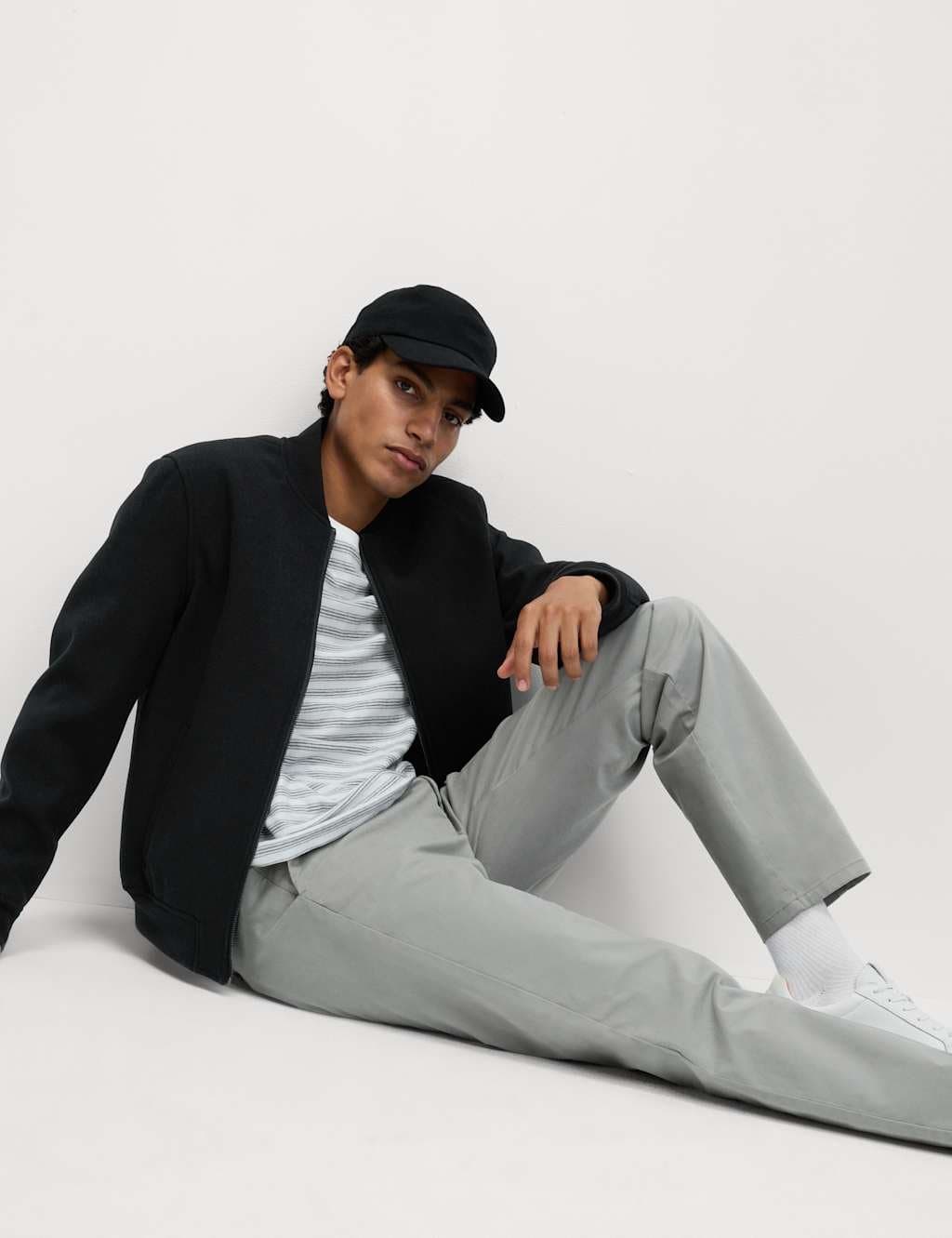 Marks & Spencer M&S Regular Fit Elasticated Waist Chinos Ash Grey