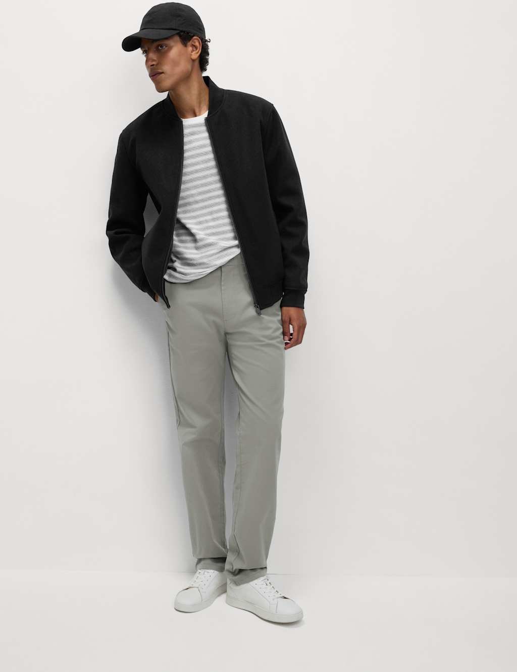 Marks & Spencer M&S Regular Fit Elasticated Waist Chinos Ash Grey - 2