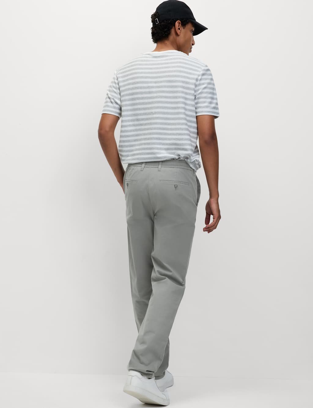 Marks & Spencer M&S Regular Fit Elasticated Waist Chinos Ash Grey - 3