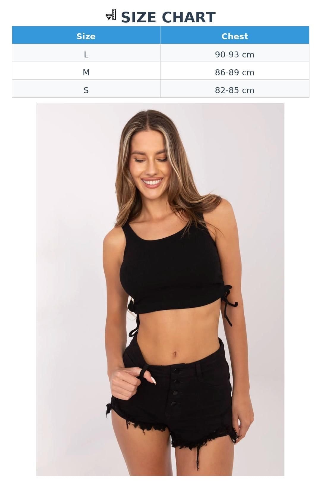 Love Lace Love Lace Women's Ribbed Cotton Crop Top with Adjustable Sides in Black - 4