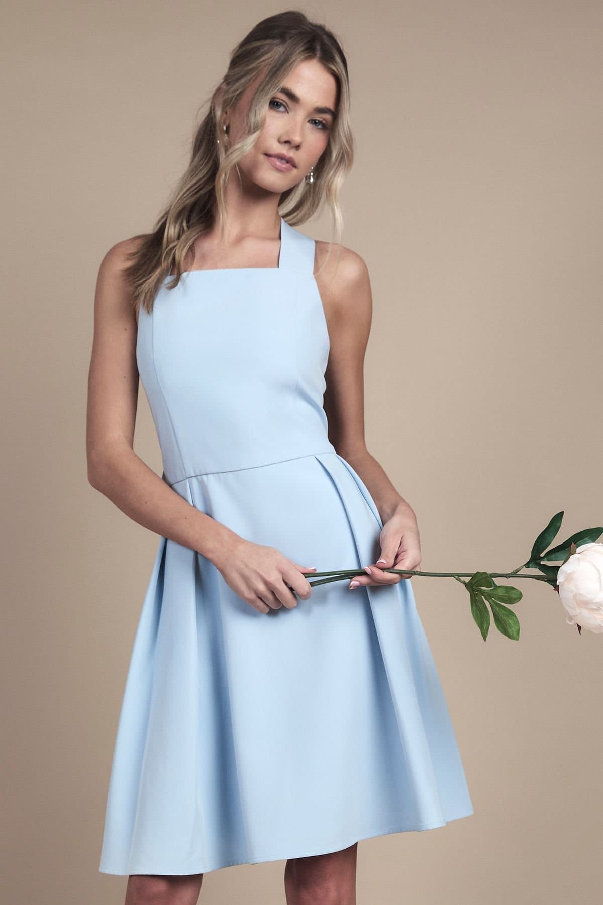 Coast Coast Women's Teen Bow Back Mini Dress in Dusty Blue