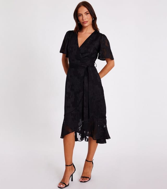 Quiz Women's Black Lace Frill Midi Dress Quiz New Look - 3