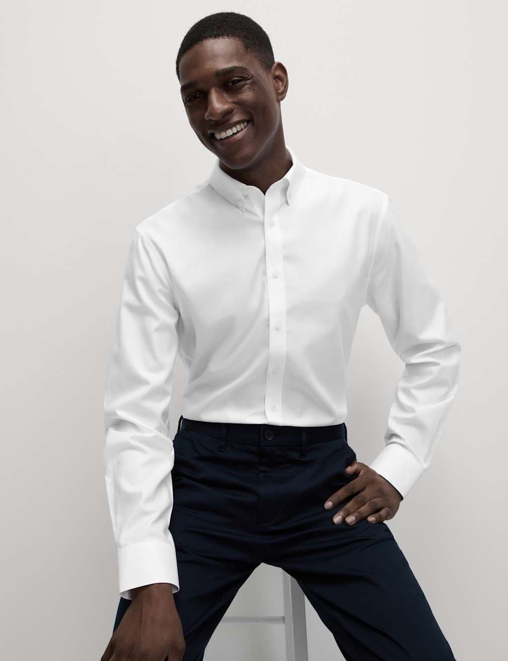 Marks & Spencer M&S Regular Fit Ultimate Non Iron Pure Cotton Shirt White