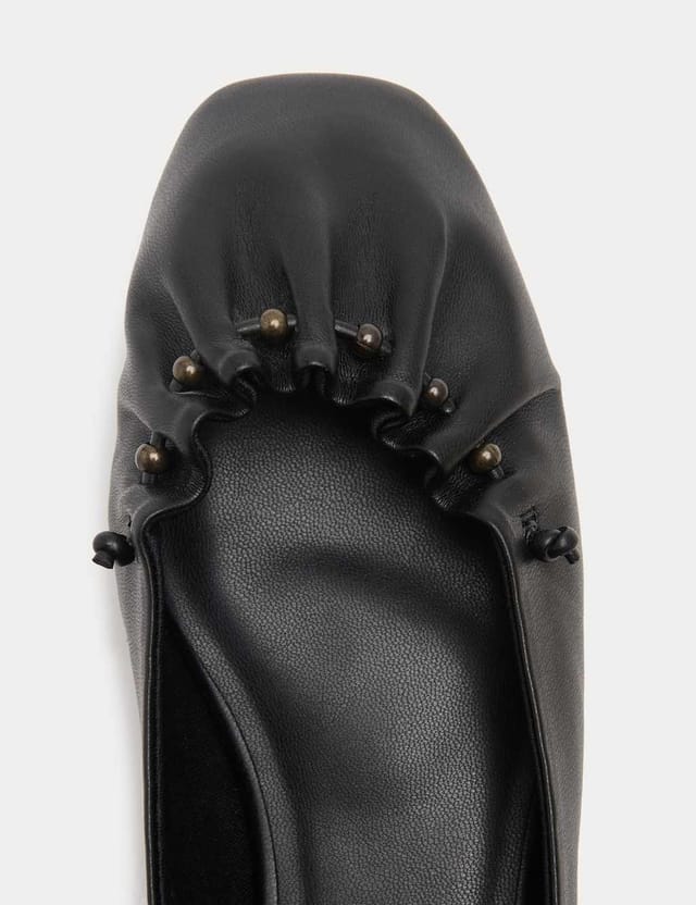 Marks & Spencer M&S Ankle Tie Up Bead Detail Flat Ballet Pumps Black - 2