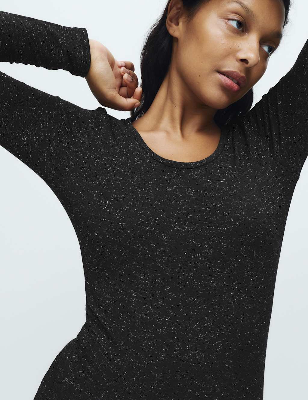 Marks & Spencer M&S Heatgen™ Medium Thermal Long Sleeve Sparkle Top Black - 2