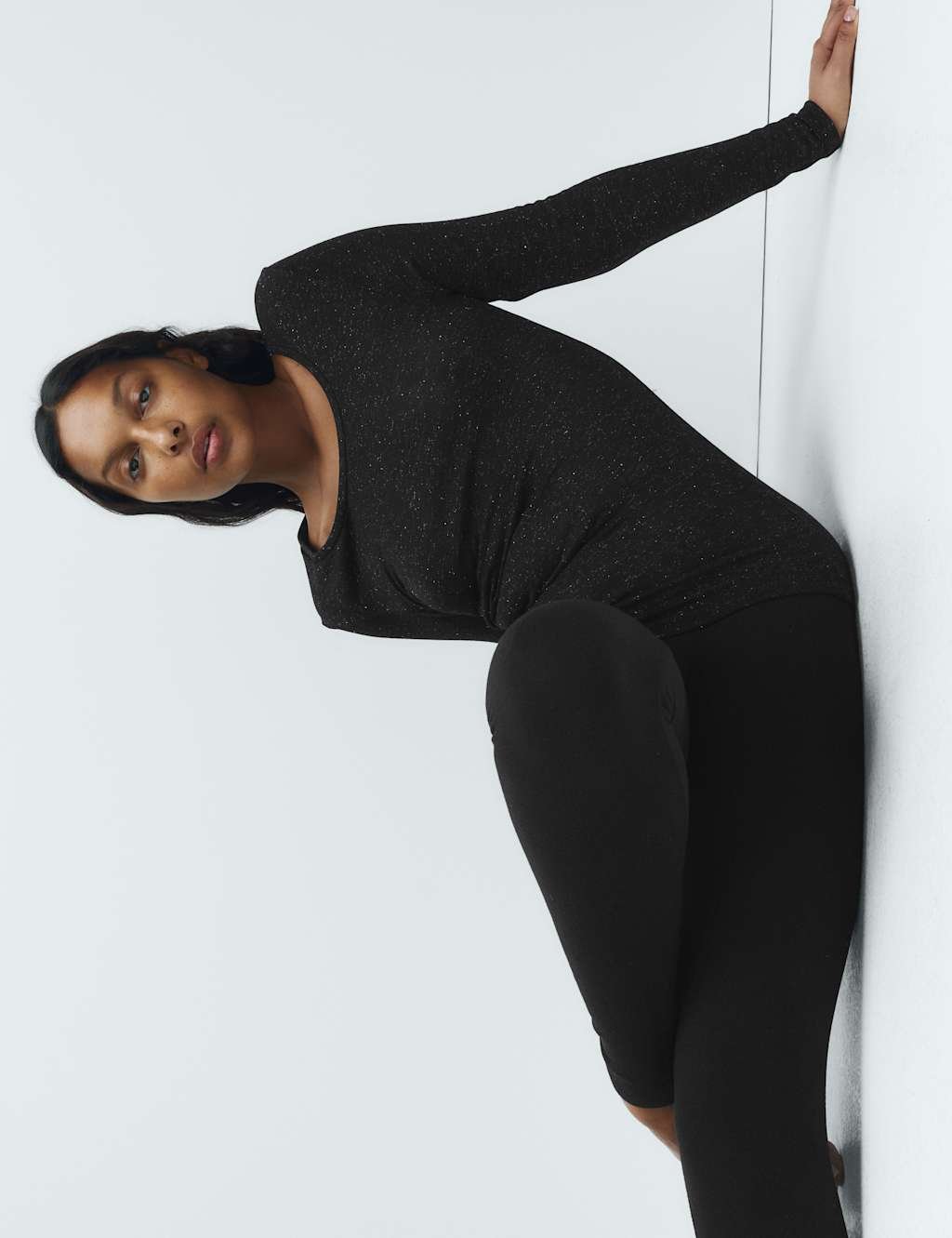 Marks & Spencer M&S Heatgen™ Medium Thermal Long Sleeve Sparkle Top Black - 3