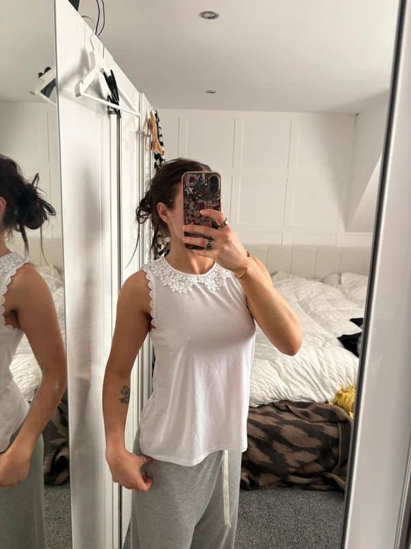 Topshop White lace collar topshop sleeveless top