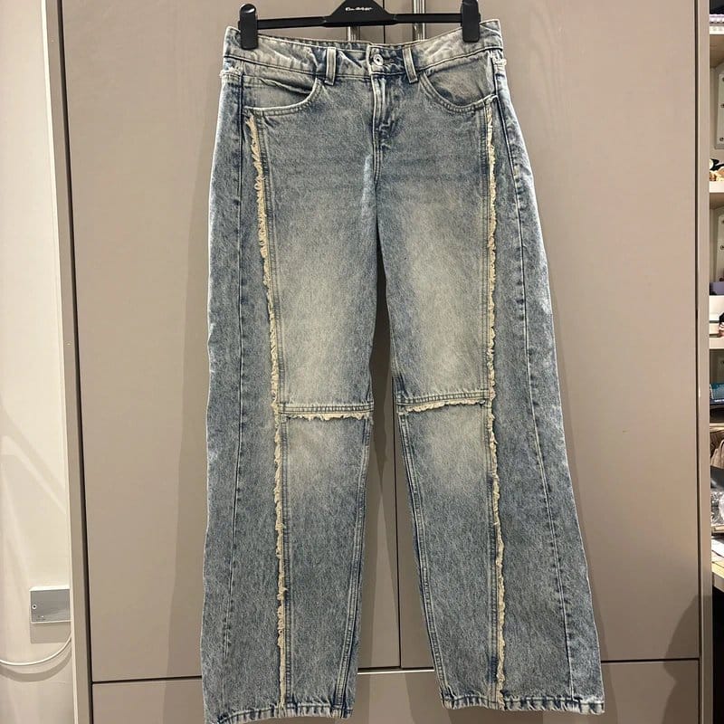 Bershka Light Blue Low Rise Wide Leg Jeans