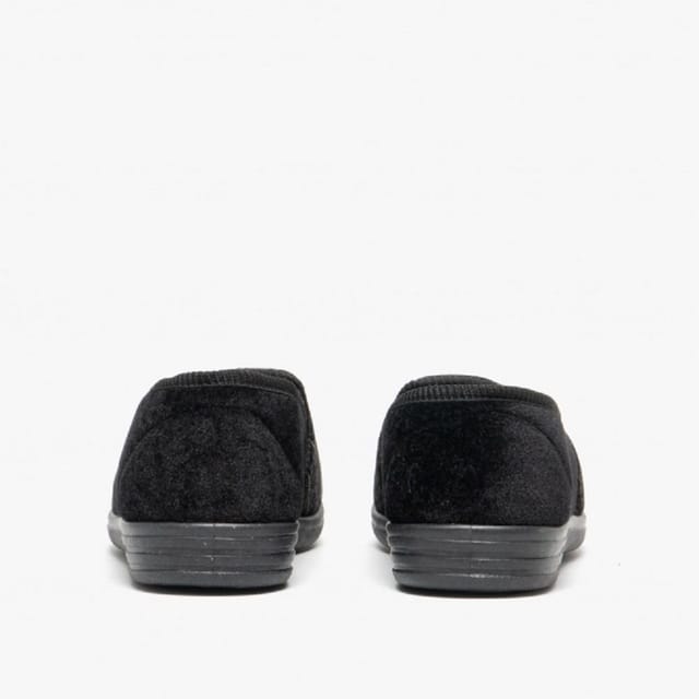 Zedzzz Zedzzz Men's Kevin Velour Twin Gusset Slippers in Black - 2