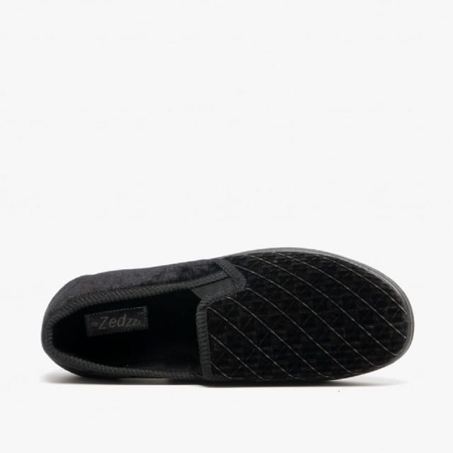 Zedzzz Zedzzz Men's Kevin Velour Twin Gusset Slippers in Black - 3