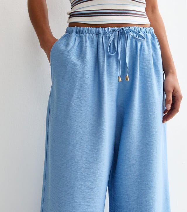 New Look Women's Petite Light Blue Wide Leg Drawstring Trousers New Look - 2