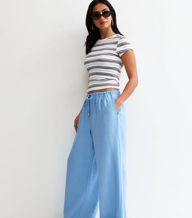 New Look Women's Petite Light Blue Wide Leg Drawstring Trousers New Look - 3
