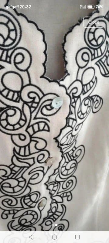 Vintage Dressing Ladies size 12  cream beige embroidered front blouse