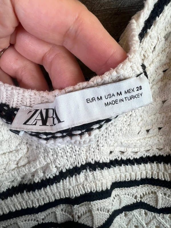Zara Zara Crochet Midi Dress Size Medium Ivory Boho Knit Long Strappy Summer Knit