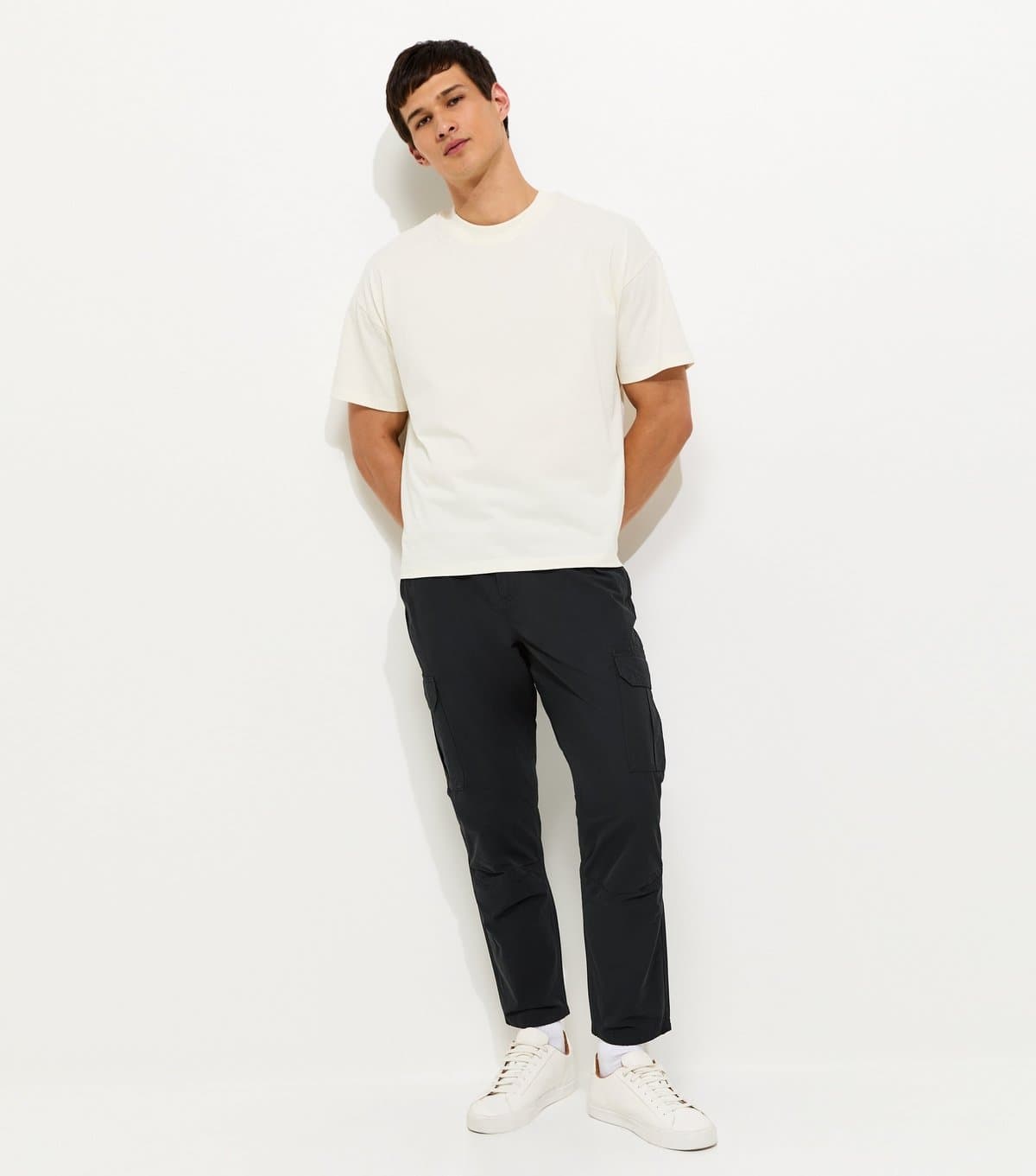 New Look Men's Black Regular Cotton Rich Cargo Trousers New Look