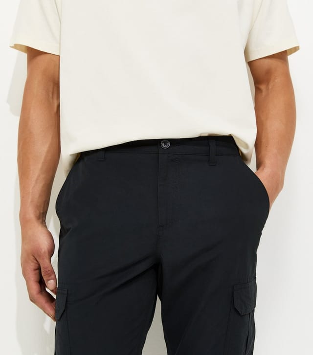 New Look Men's Black Regular Cotton Rich Cargo Trousers New Look - 3