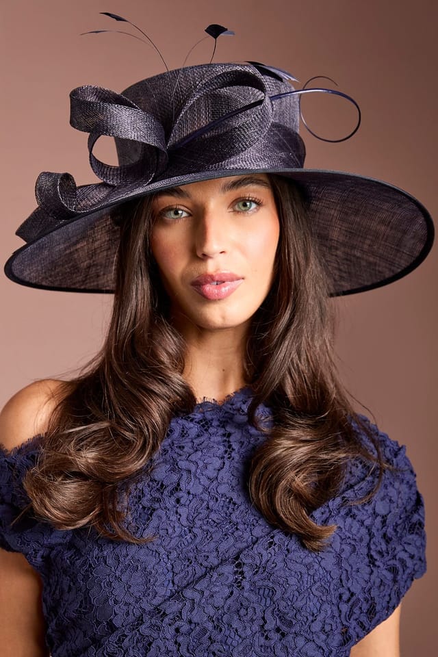 Coast Coast Women's Navy Loop & Quill Wide Brim Hat - 2