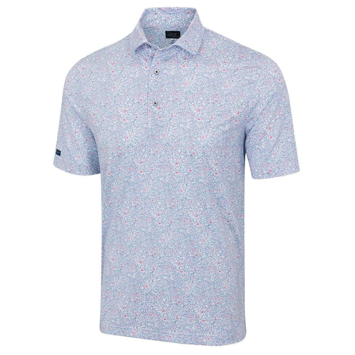Greg Norman Greg Norman Men's Mesh Heritage Garden Golf Polo Shirt in Baby Blue