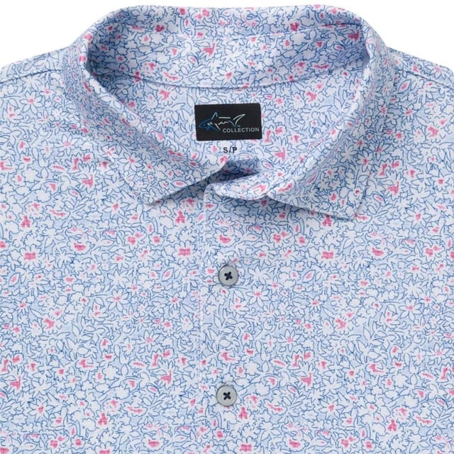 Greg Norman Greg Norman Men's Mesh Heritage Garden Golf Polo Shirt in Baby Blue - 3