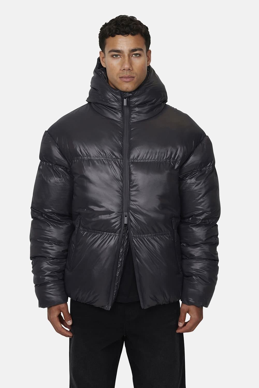 Good For Nothing Good For Nothing Men's Hooded Puffer Jacket in Charcoal