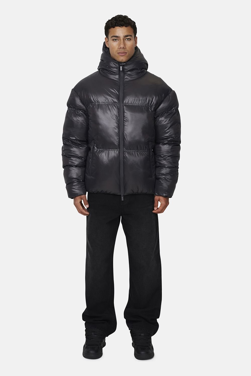 Good For Nothing Good For Nothing Men's Hooded Puffer Jacket in Charcoal - 3