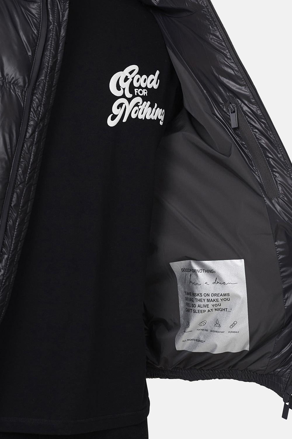 Good For Nothing Good For Nothing Men's Hooded Puffer Jacket in Charcoal - 4