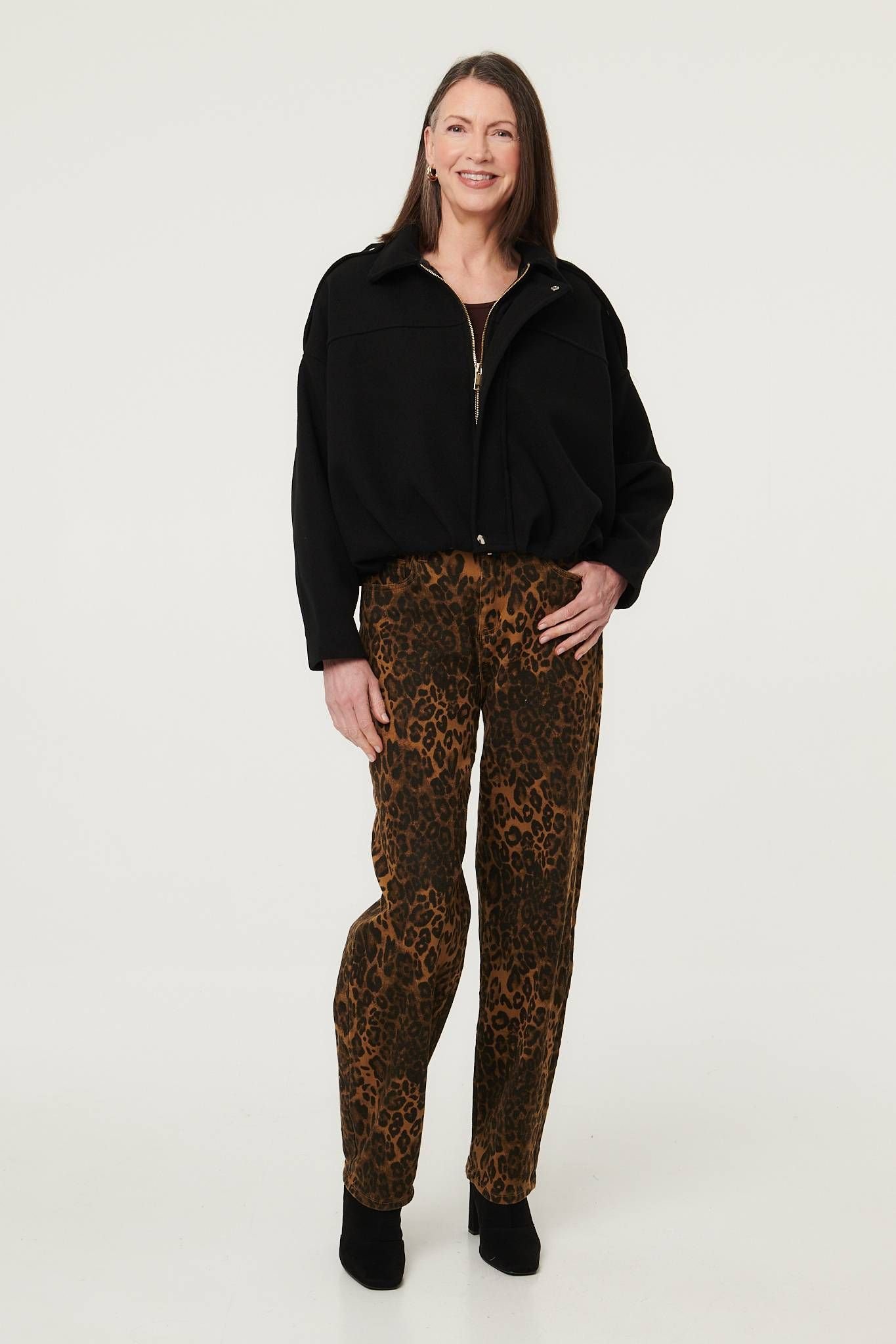 Izabel London Izabel London Women's Faux Suede Ruched Relaxed Bomber Jacket in Black - 4