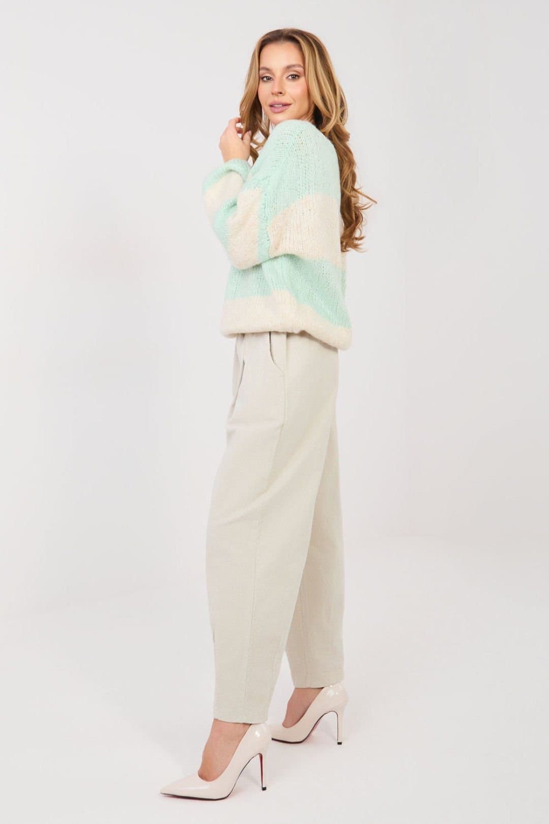 Love Lace Love Lace Beige Corduroy High Waist Trousers