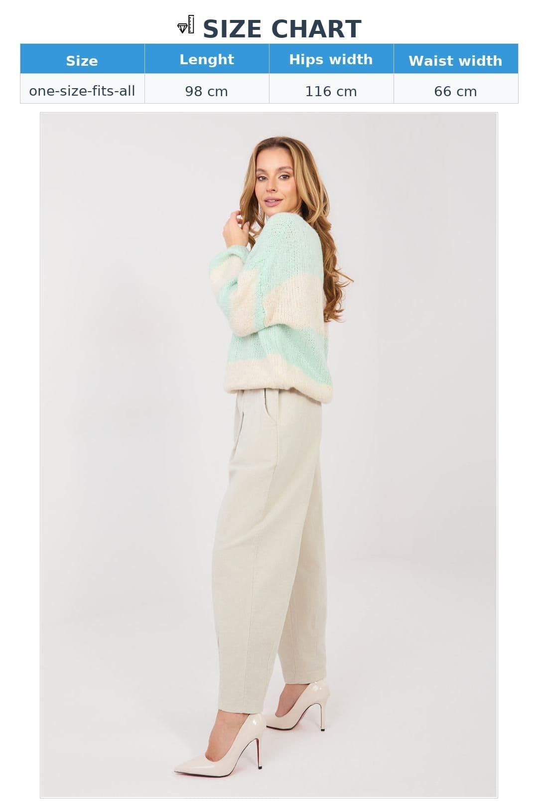 Love Lace Love Lace Women's Italian Style High Waist Corduroy Carrot Trousers in Beige - 4