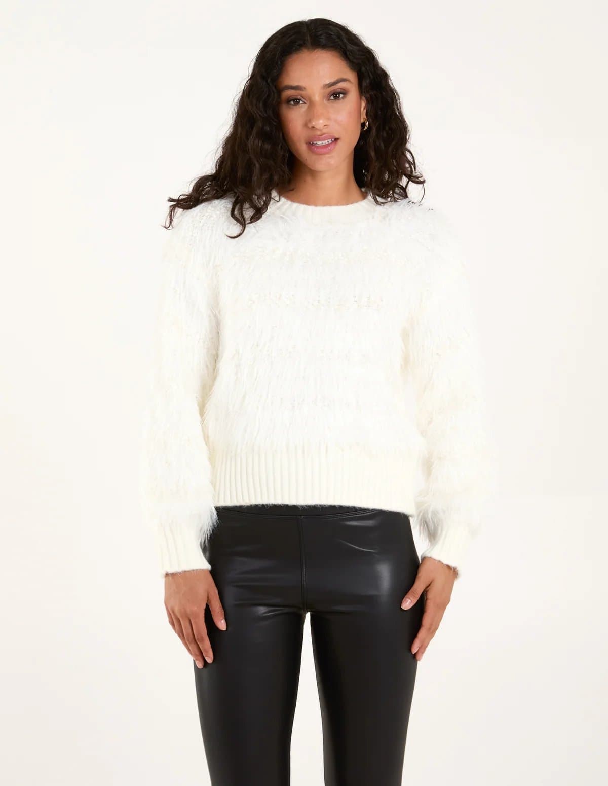 Blue Vanilla Fluffy Contrast Stripe Jumper