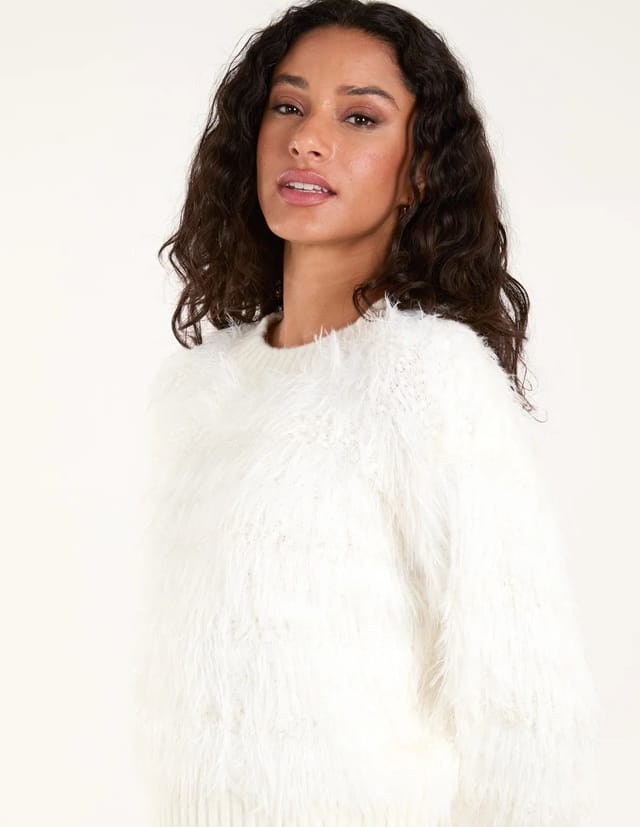 Blue Vanilla Fluffy Contrast Stripe Jumper - 3