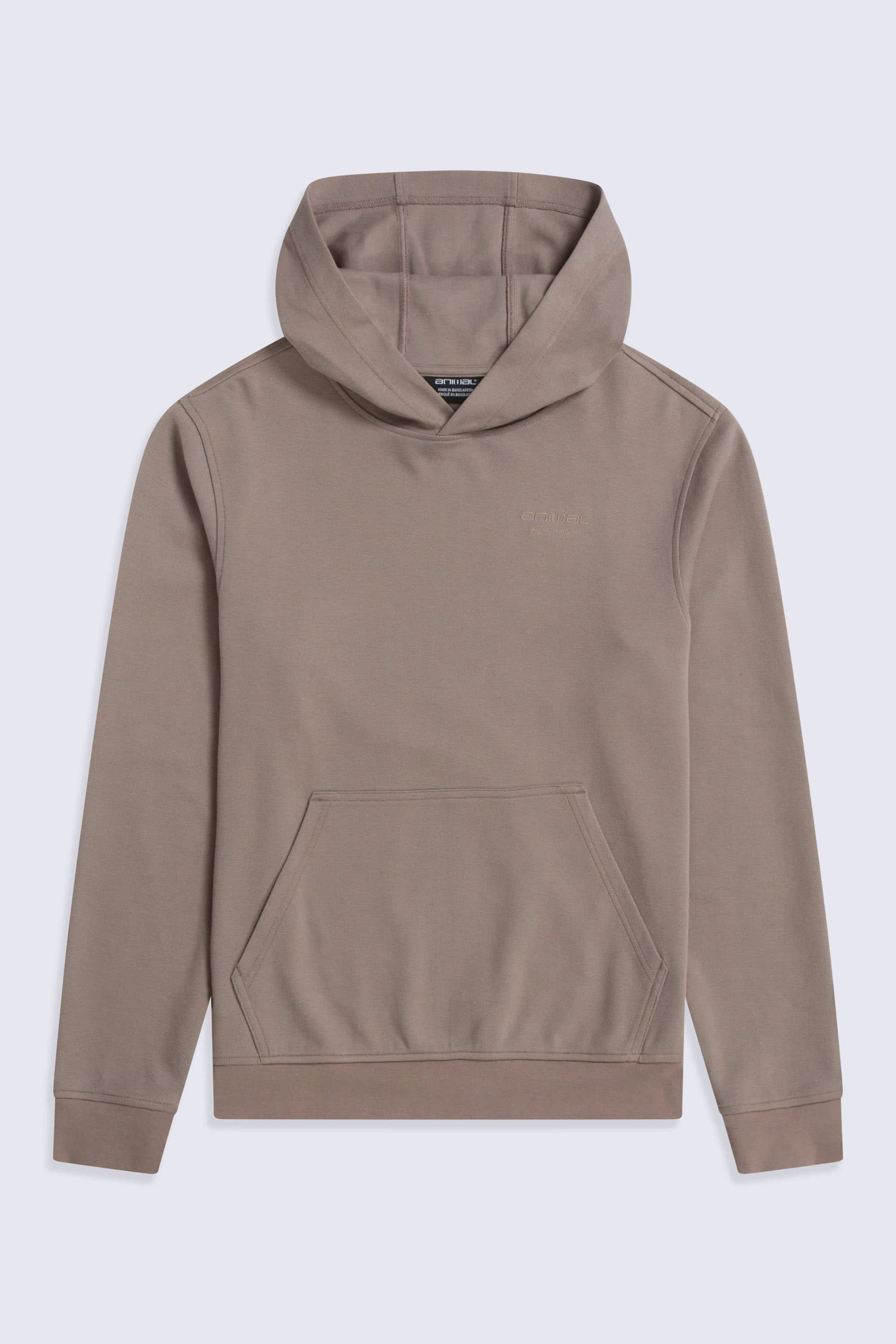 Animal Animal Men's 'Jude' Lightweight Travel Pique Casual Front Pocket Activewear Hoodie in Stone