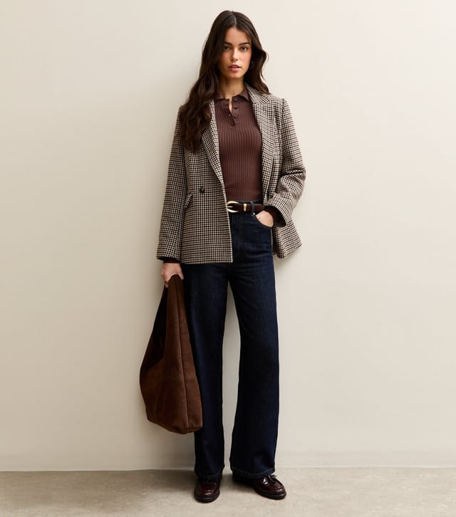 New Look Women's Dark Brown Lightweight Polo Button Jumper New Look - 3
